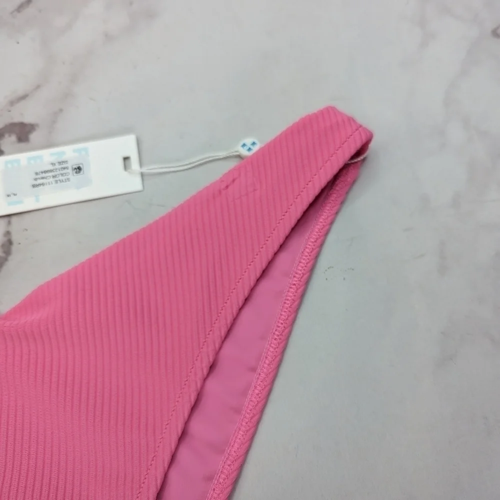 Frankie's Bikinis Bottoms Women XL Swim Bathing Ribbed Enzo Cherub Pink Cheeky